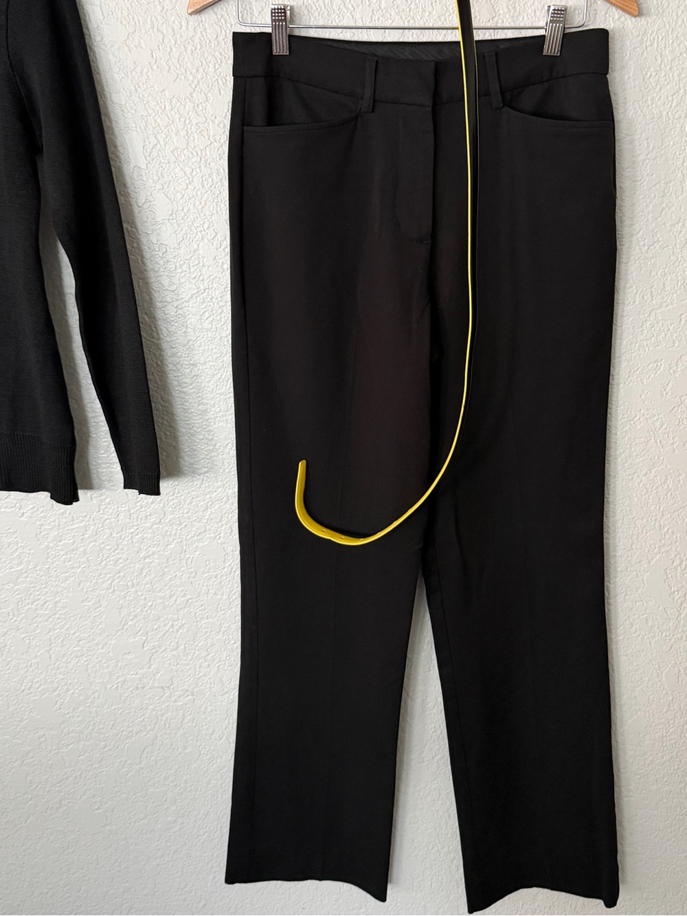 Spirit Airlines Stewardess Cardigan Black Straight Leg Pants & Belt Yellow Trim - Picture 5 of 7